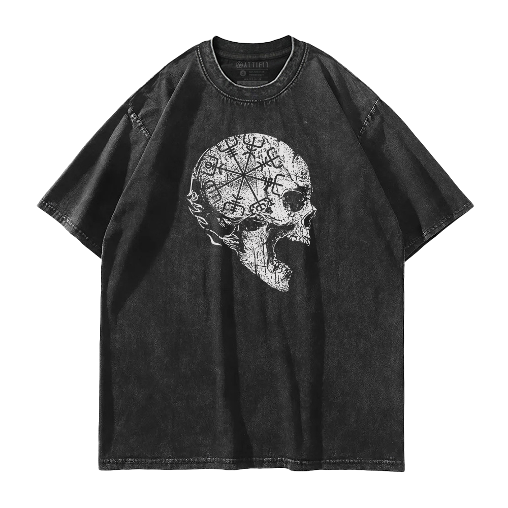Viking Compass Skull Vintage T-Shirt