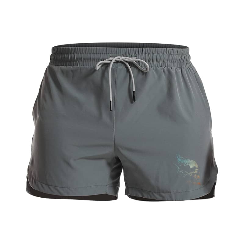 Exploding Skull Athletic Quick-Dry Shorts