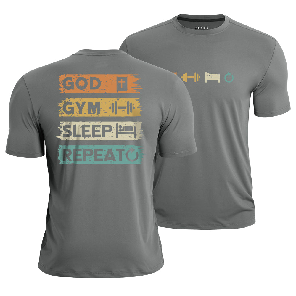 God Gym Sleep Repeat Quick-Dry T-Shirt