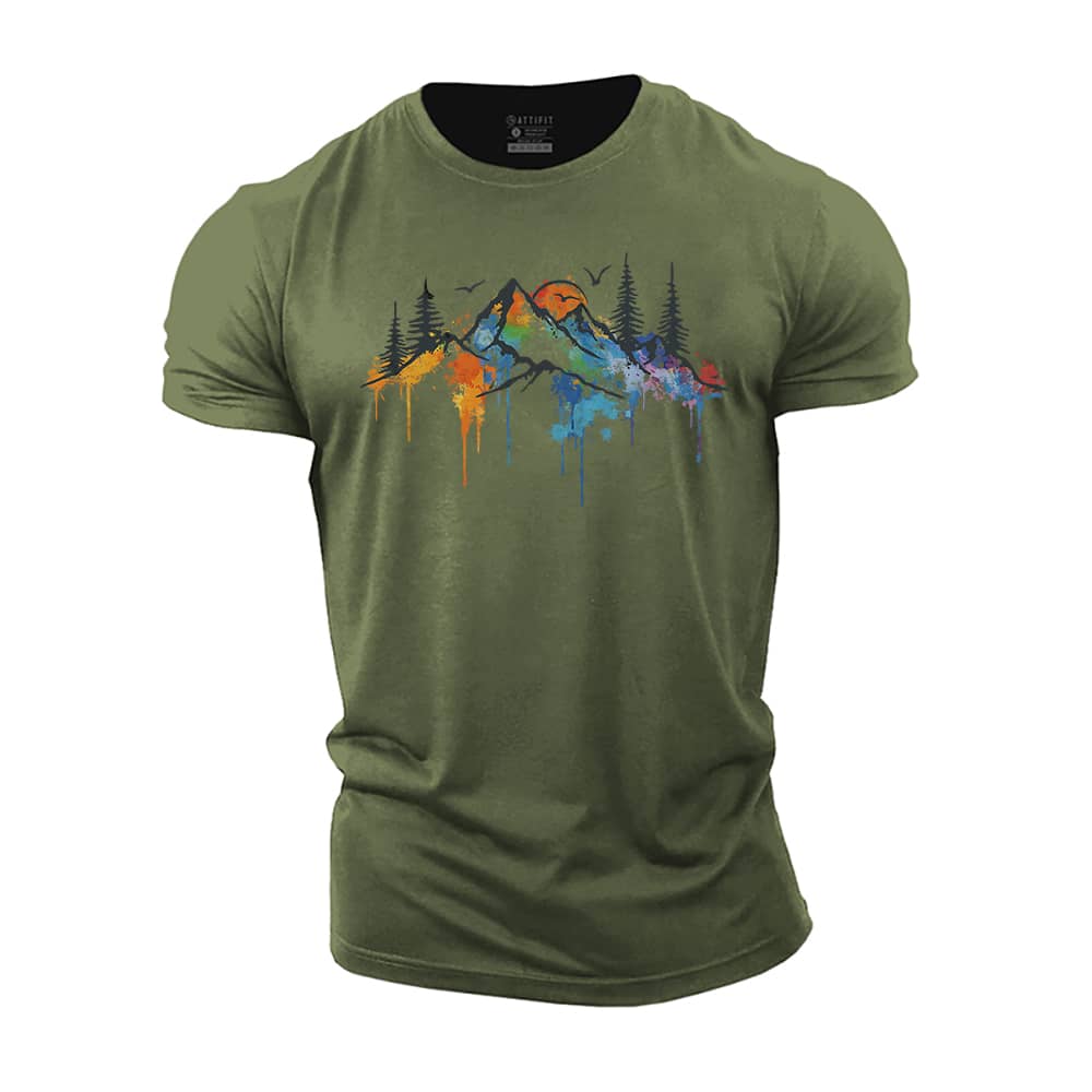 Colorful Mountain Cotton T-Shirt