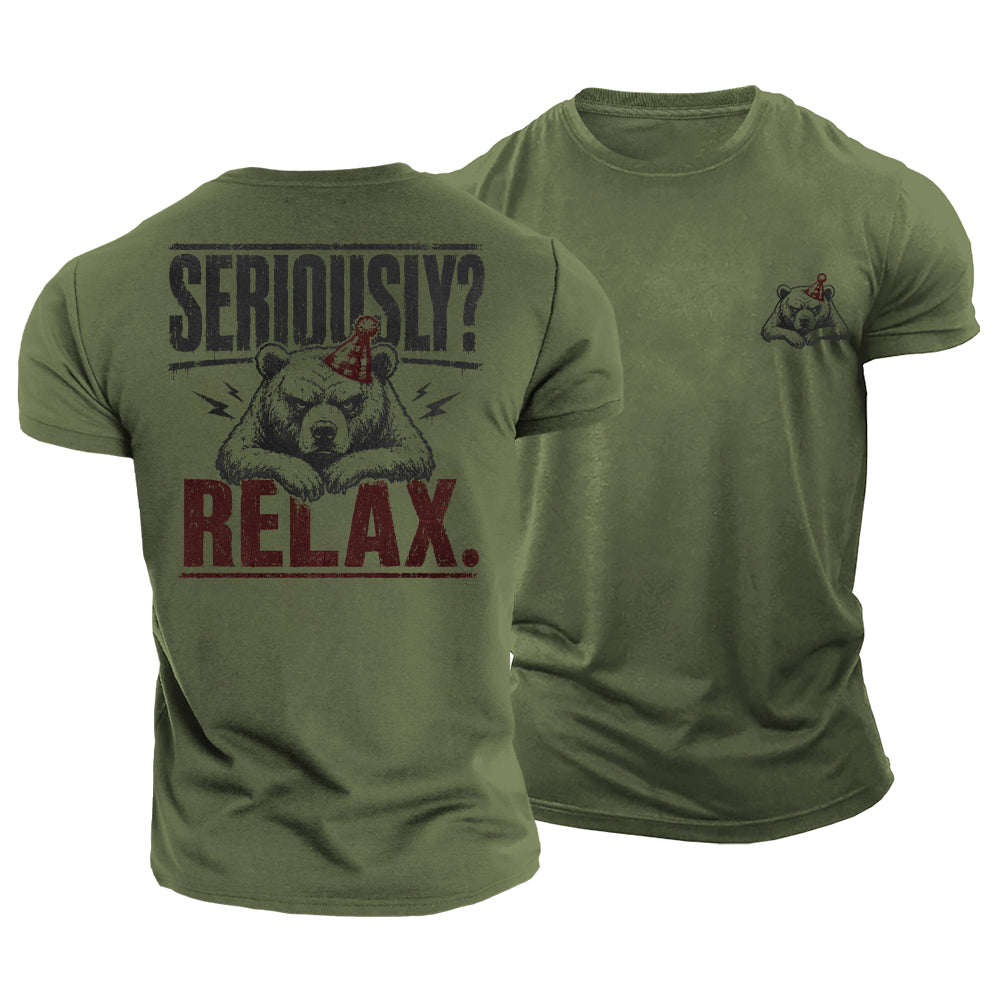 Seriously Relax Bear Cotton T-Shirt