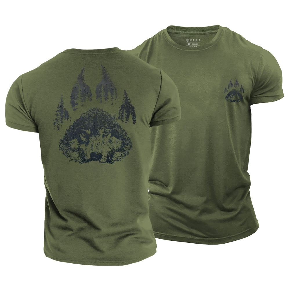 Wolf Paw Forest Cotton T-Shirt