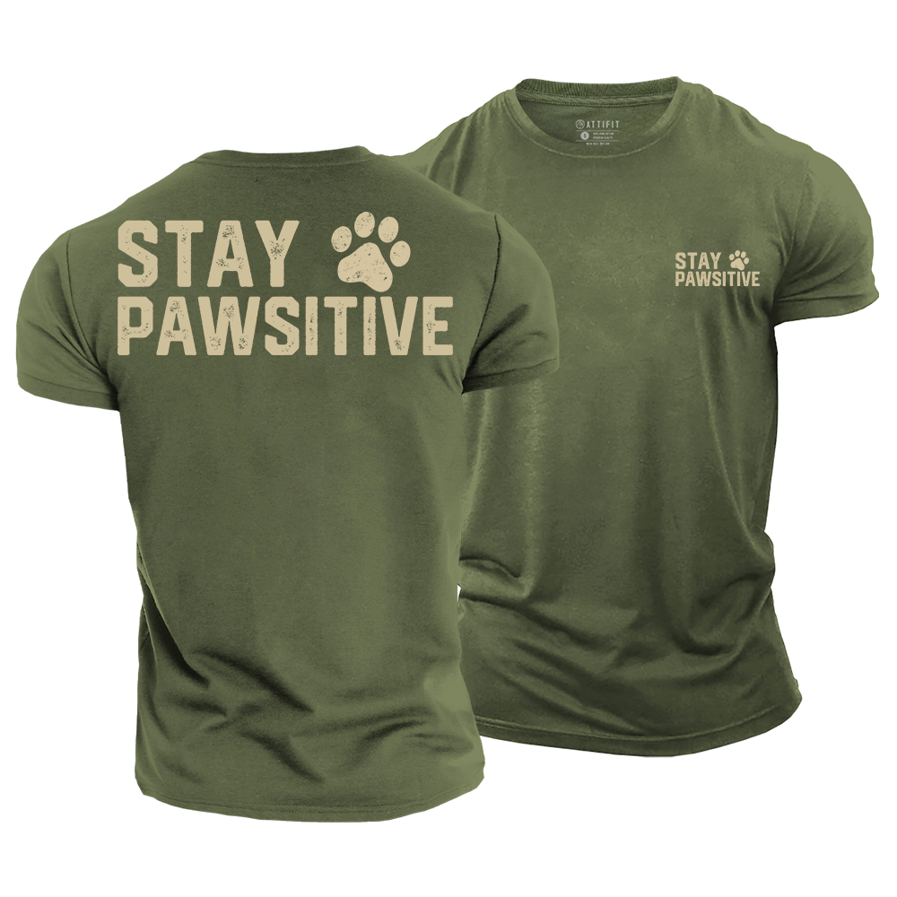 Stay Pawsitive Cotton T-Shirt