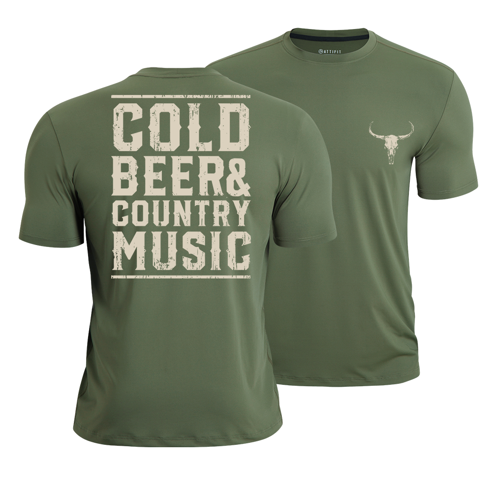 Cold Beer and Country Music Athletic Quick-Dry T-Shirt
