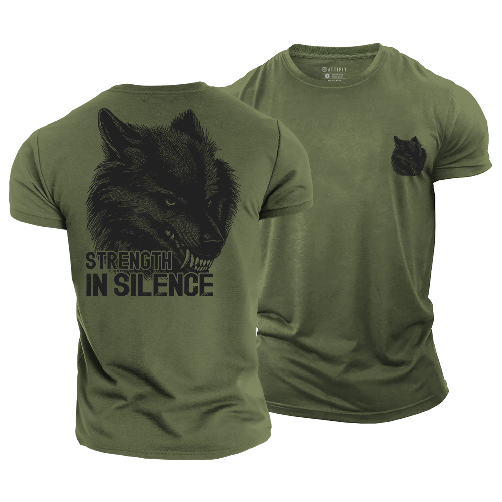 Silent Strength Wolf Cotton T-Shirt