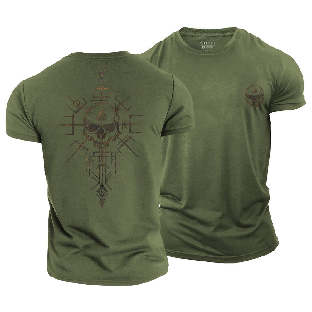 Valknut Skull Cotton T-Shirt
