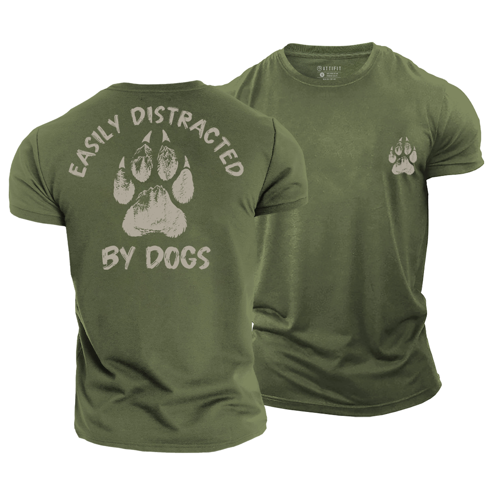 Easily Distracted by Dogs Cotton T-Shirt