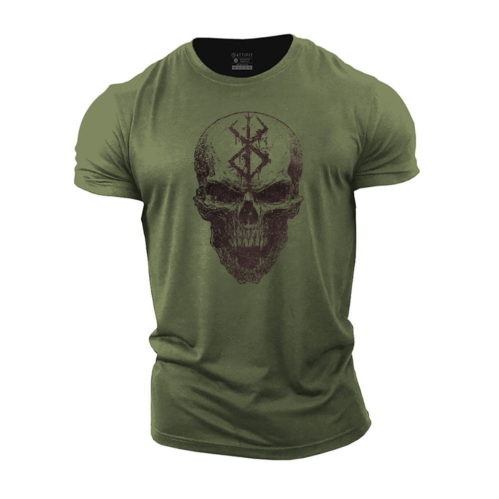 Viking Rune Skull Cotton T-Shirt