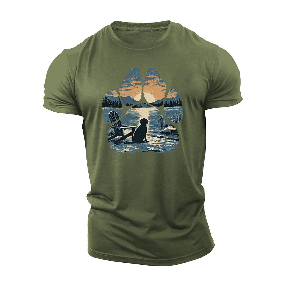 Paw Print Sunset Cotton T-Shirt