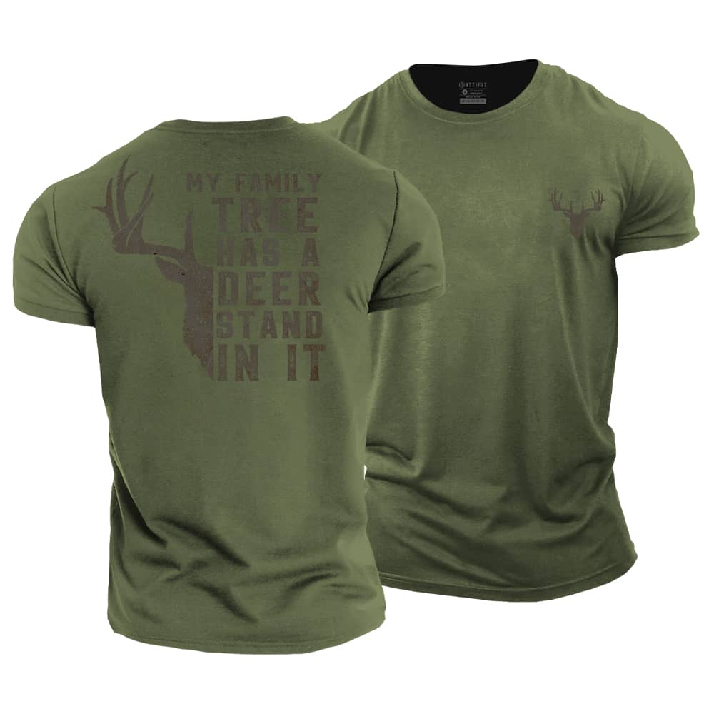Family Tree Deer Stand Cotton T-Shirt