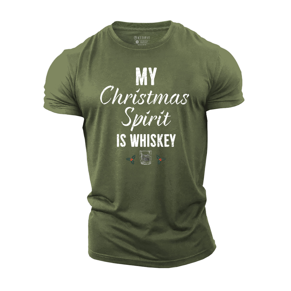 My Christmas Spirit Is Whiskey Cotton T-Shirt