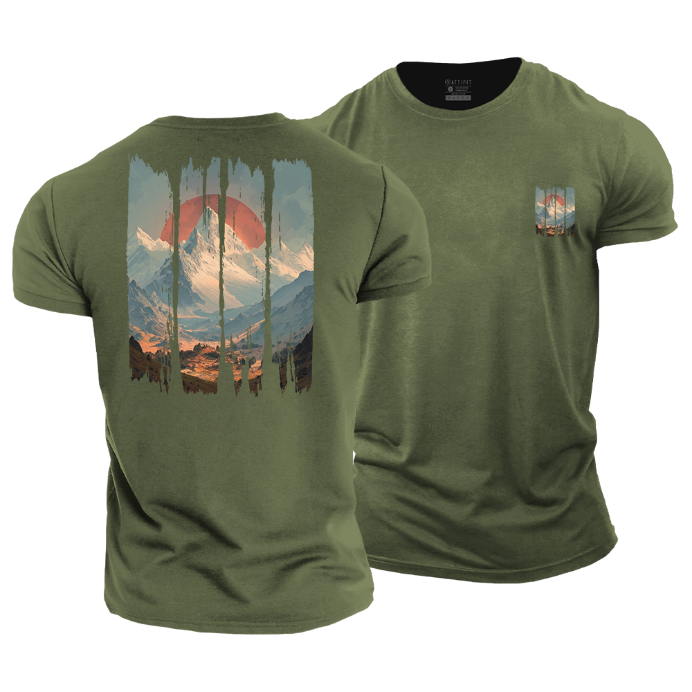 Sunset over the Peaks Cotton T-Shirt