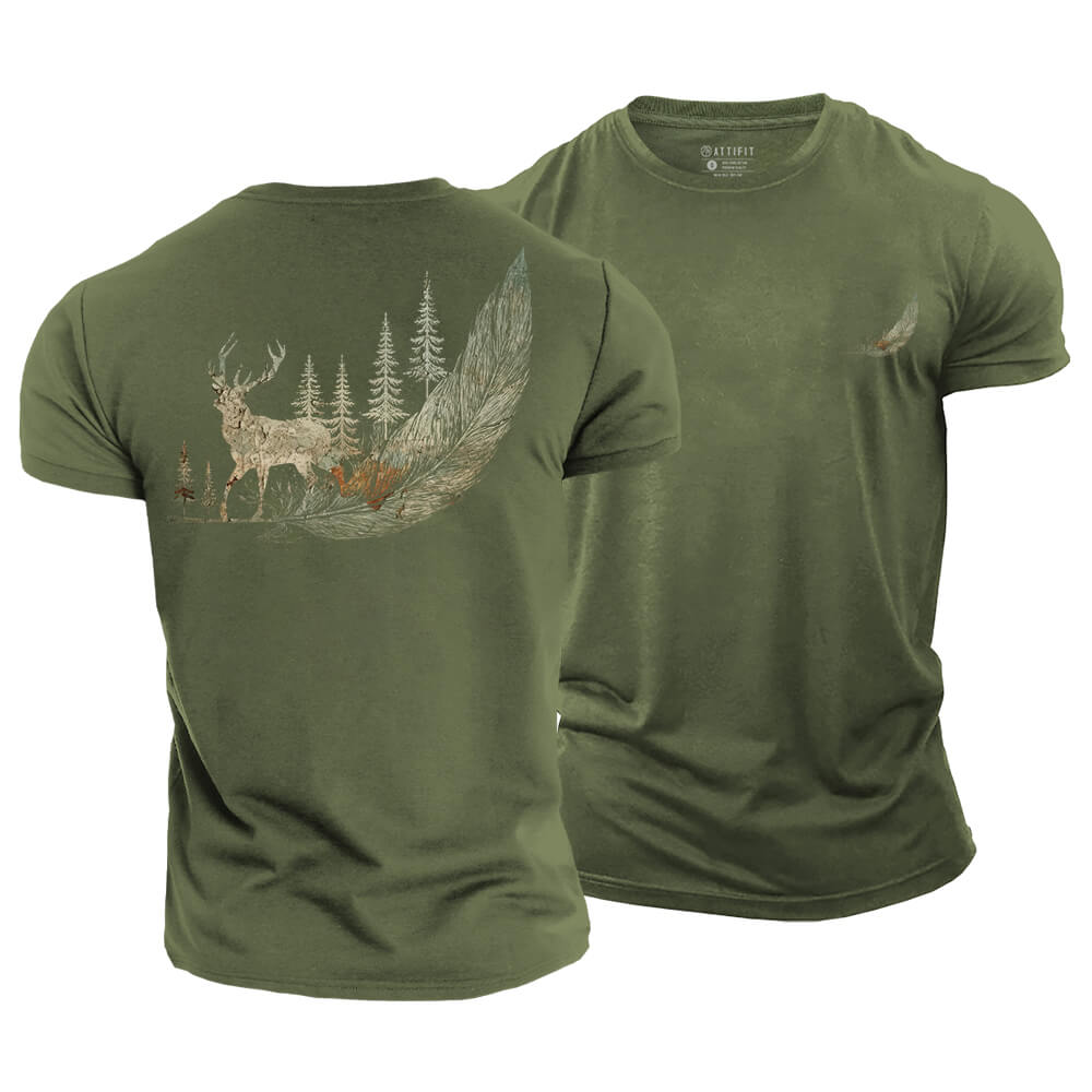 Feather Forest Cotton T-Shirt