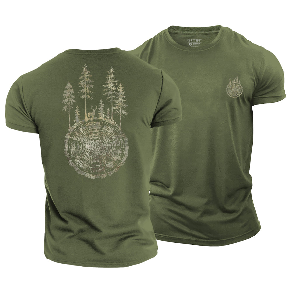 Tree Ring Forest Cotton T-Shirt