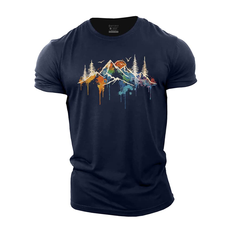 Colorful Mountain Cotton T-Shirt
