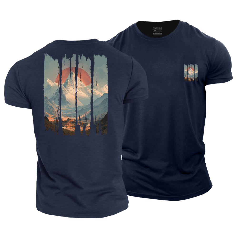 Sunset over the Peaks Cotton T-Shirt