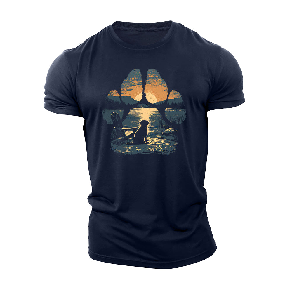 Paw Print Sunset Cotton T-Shirt