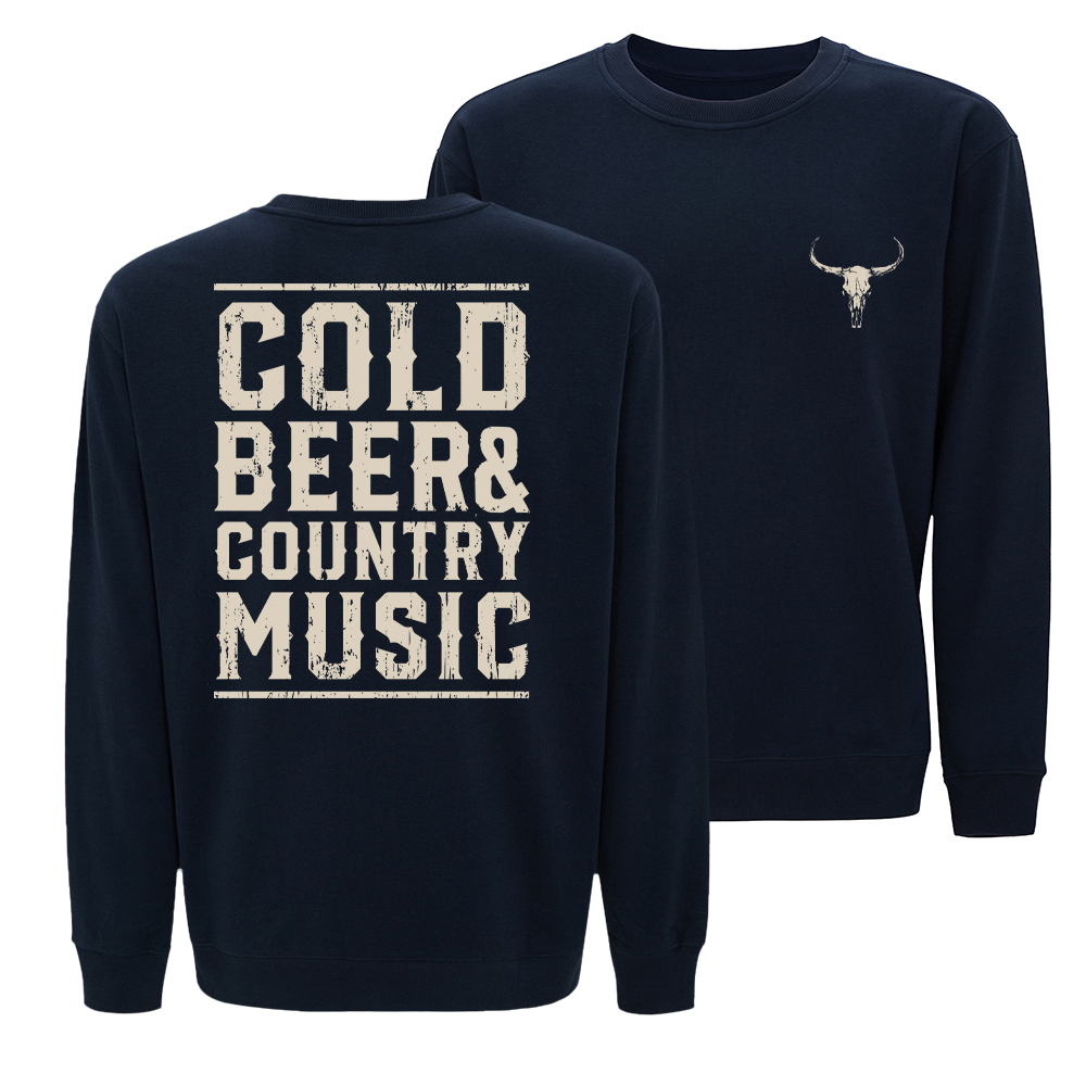 Cold Beer and Country Music Crewneck Sweatshirt