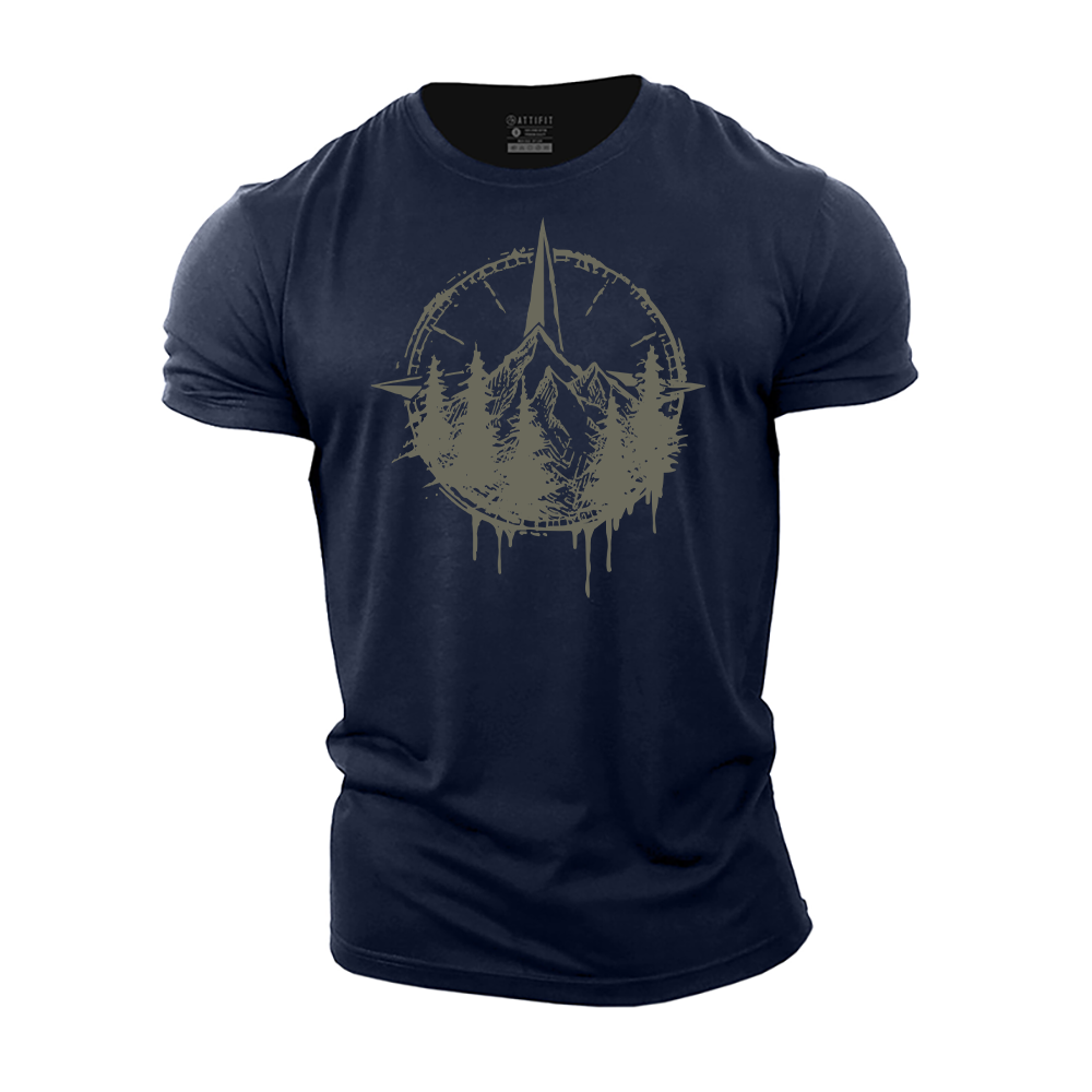 Sketch Outdoor Compass Cotton T-Shirt
