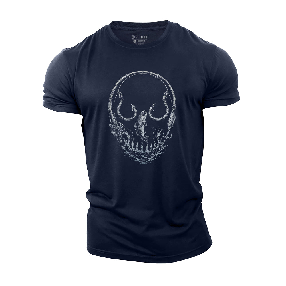 Fishing Skull Cotton T-Shirt