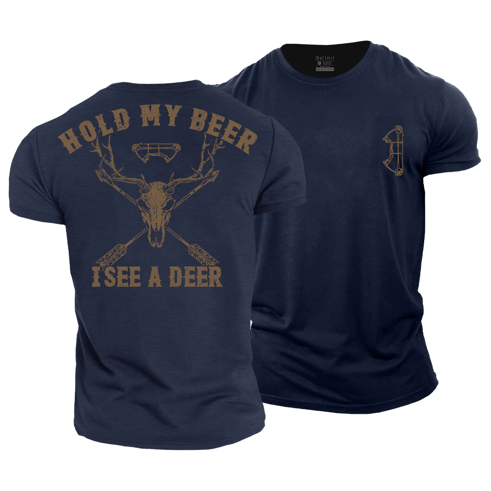 Hold My Beer I See a Deer Cotton T-Shirt