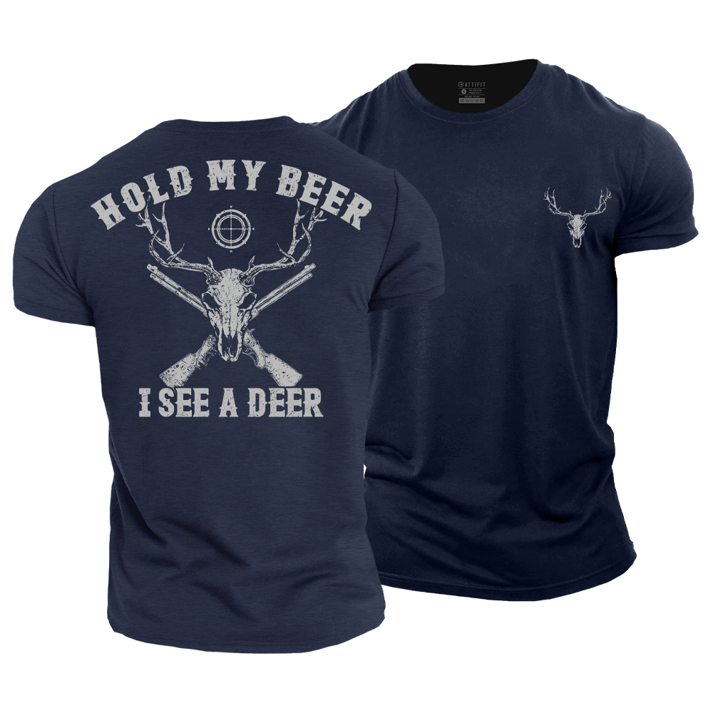 Hold My Beer I See a Deer Cotton T-Shirt