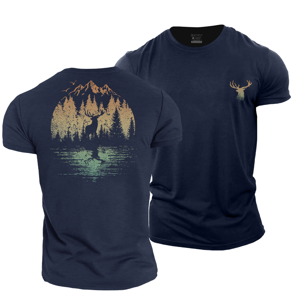 Elk in Forest Cotton T-Shirt