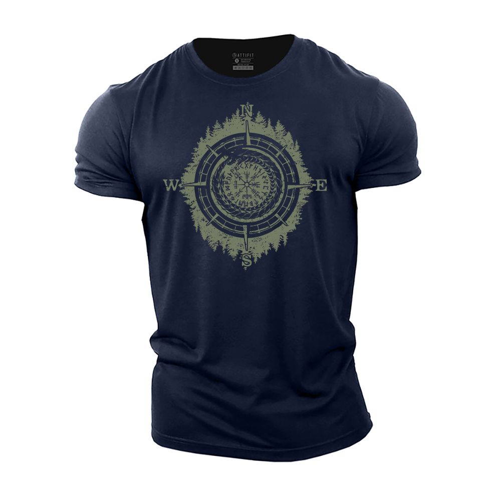Viking Compass Landscape Cotton T-Shirt