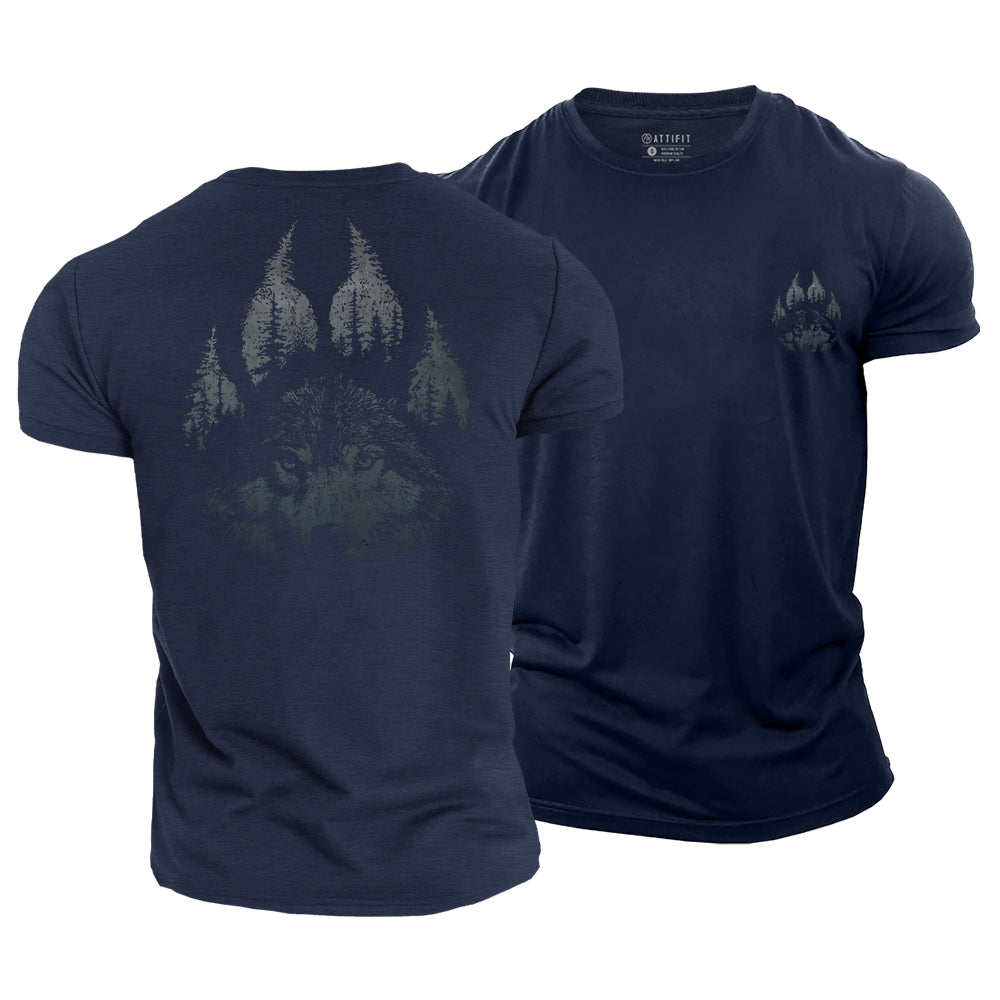 Wolf Paw Forest Cotton T-Shirt