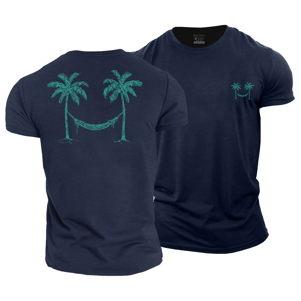 Coconut Tree Smiley Face Cotton T-Shirt