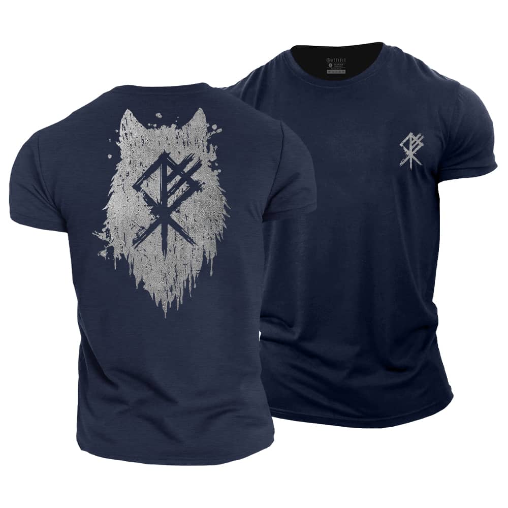 Viking Wolf Silhouette Cotton T-Shirt