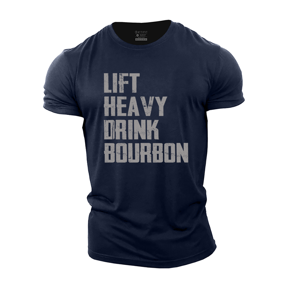 Lift Heavy Drink Bourbon Cotton T-Shirt