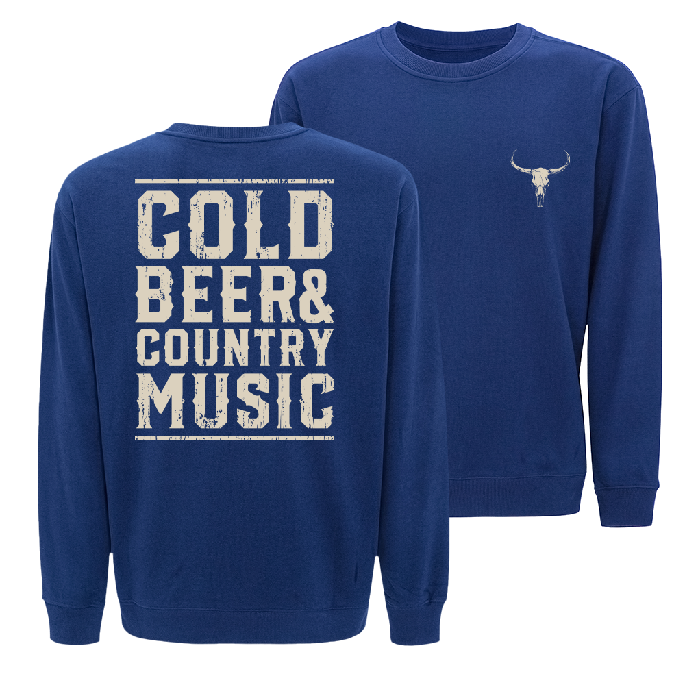 Cold Beer and Country Music Crewneck Sweatshirt