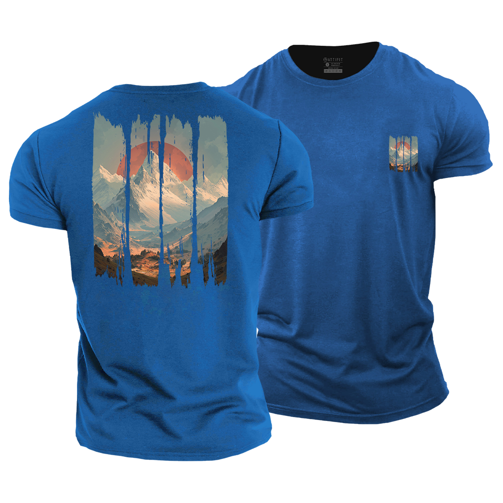 Sunset over the Peaks Cotton T-Shirt