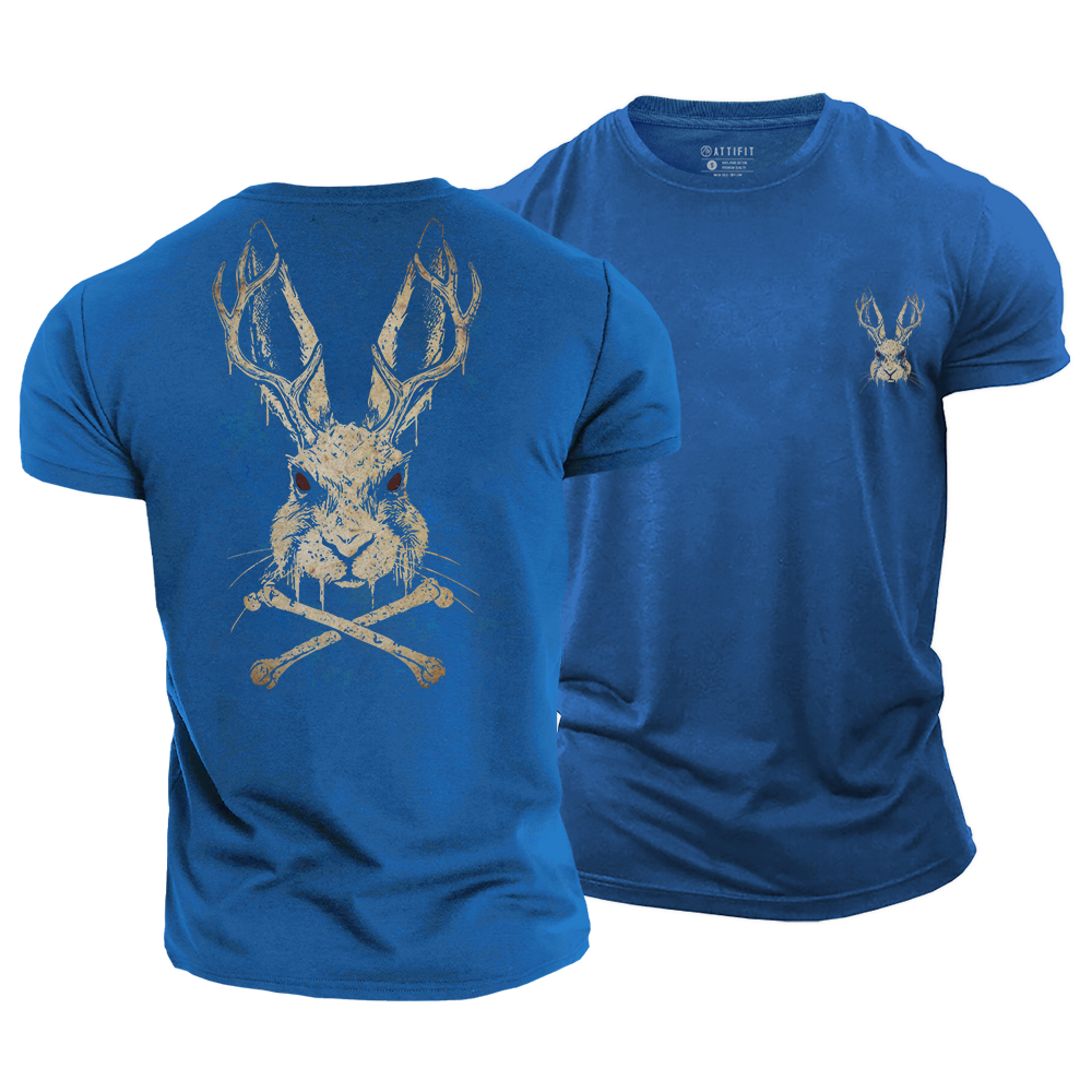 Horned Hare Crossbones Cotton T-Shirt