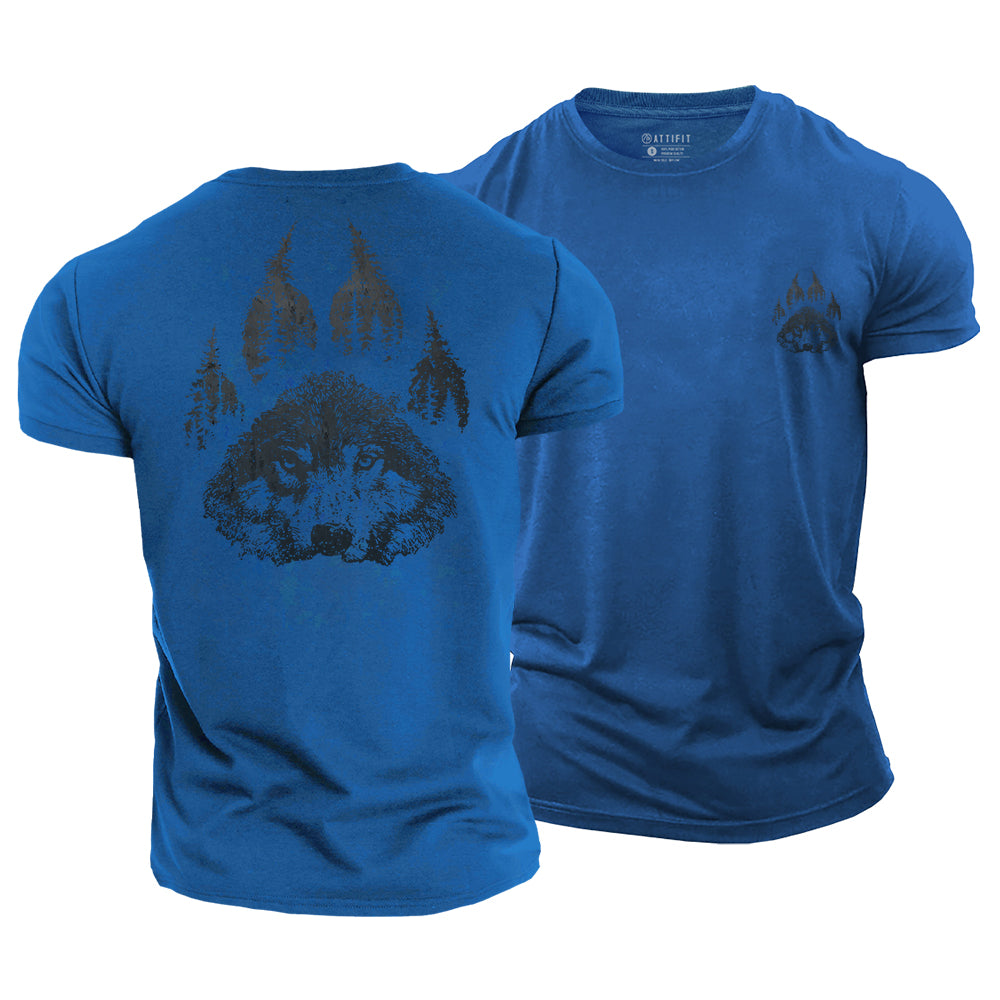 Wolf Paw Forest Cotton T-Shirt