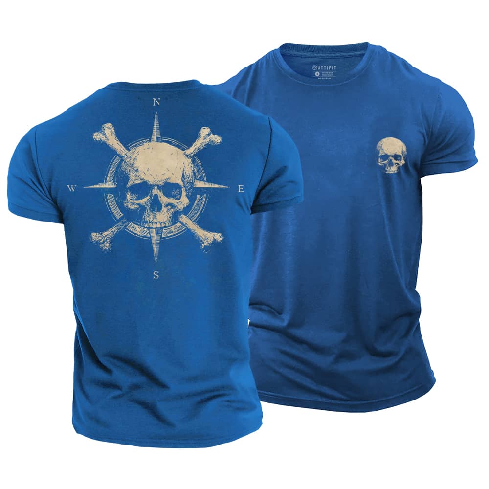 Classic Compass Skull Cotton T-Shirt