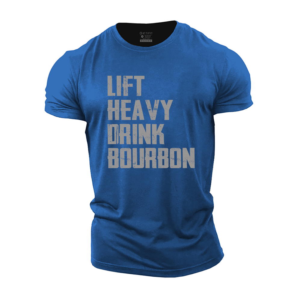 Lift Heavy Drink Bourbon Cotton T-Shirt