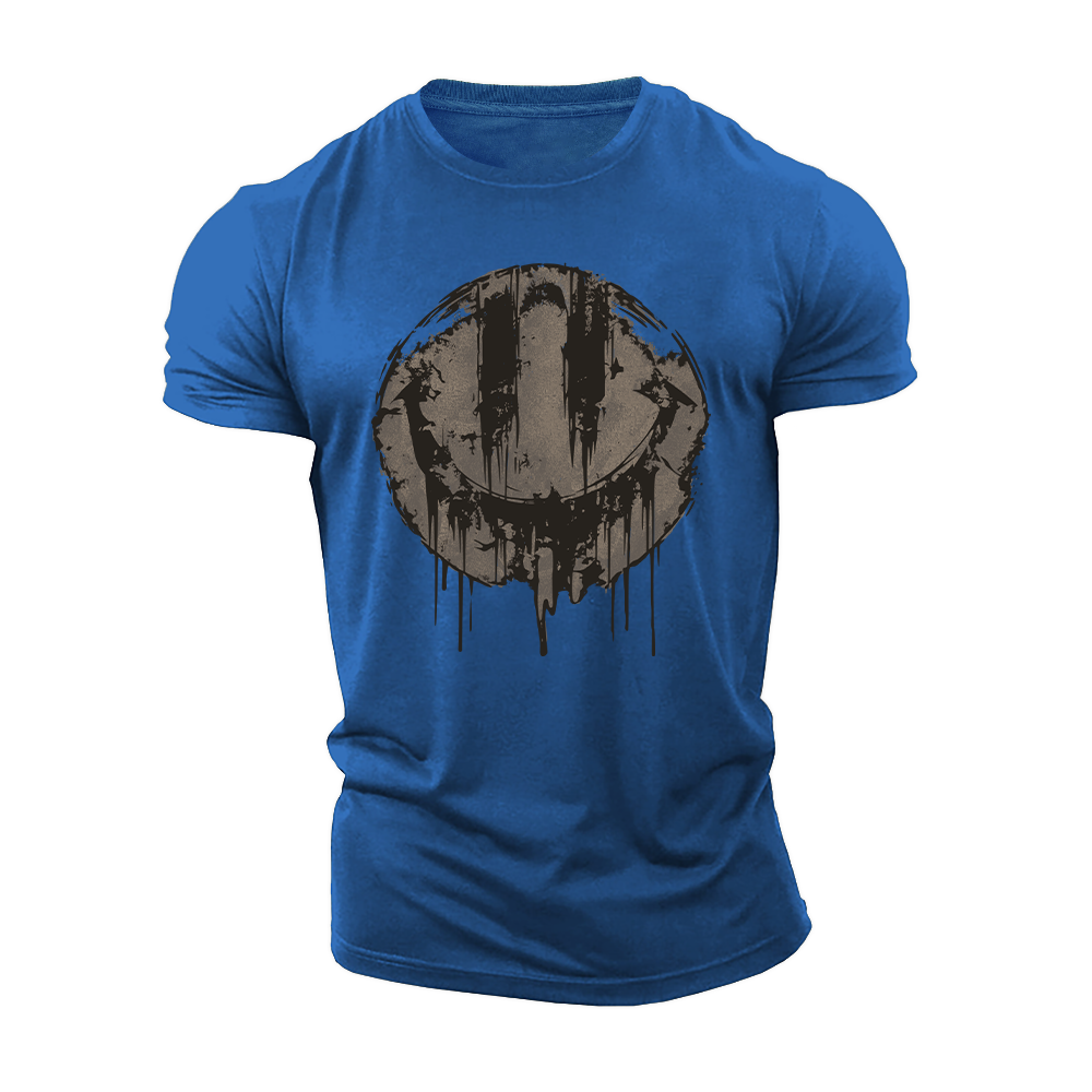 Distressed Smiley Graphic Cotton T-Shirt
