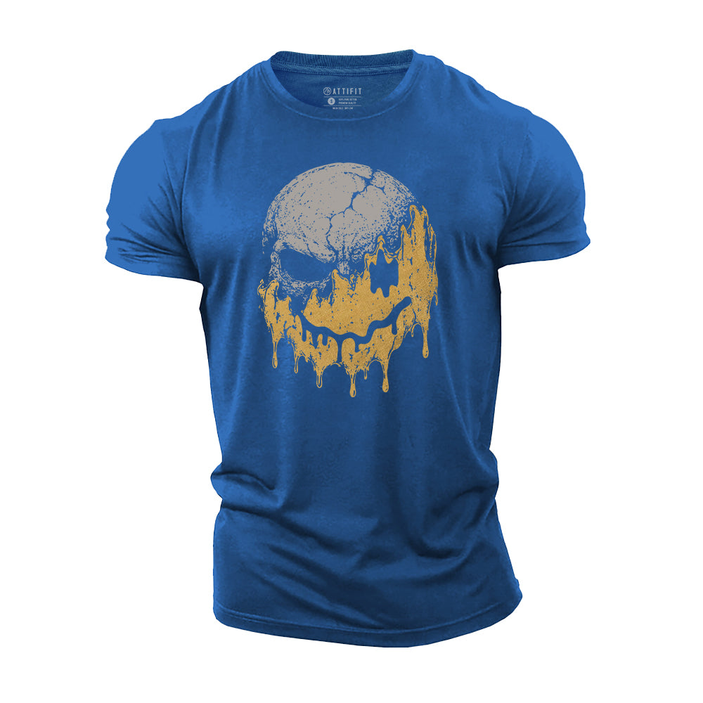 Dripping Happy Skull Cotton T-Shirt