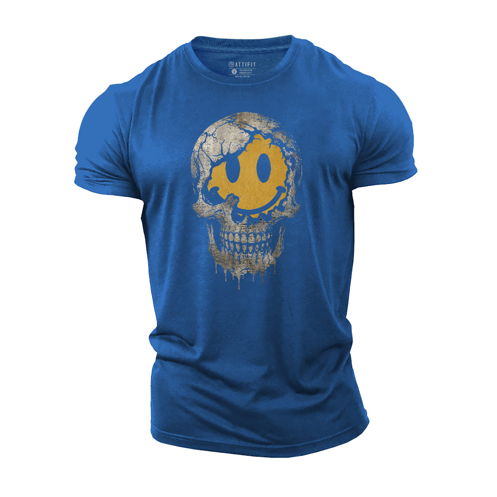 Smiling Skull Face Cotton T-Shirt