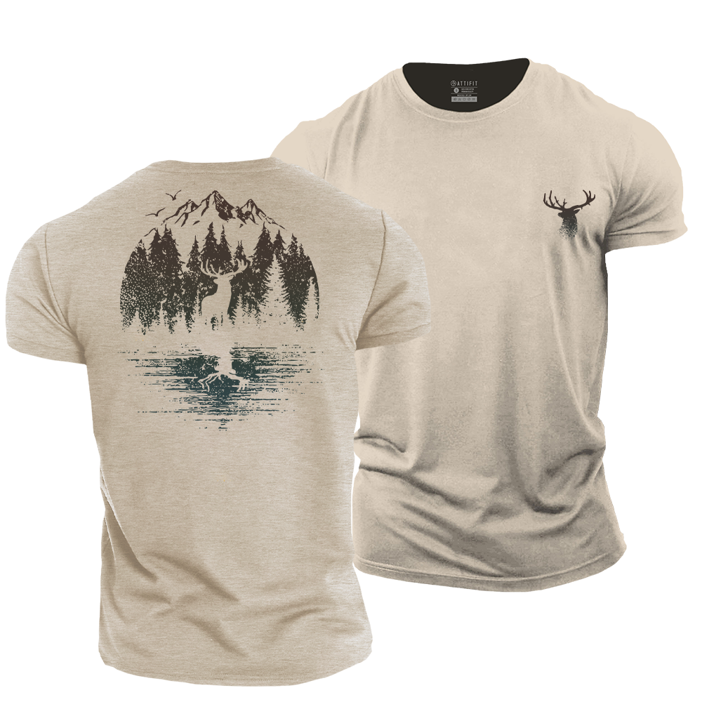 Elk in Forest Cotton T-Shirt