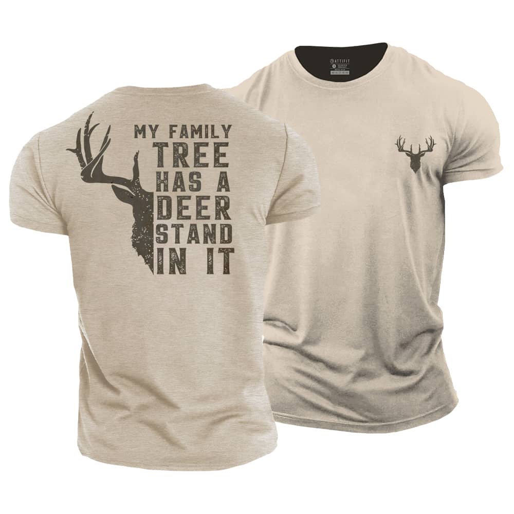 Family Tree Deer Stand Cotton T-Shirt