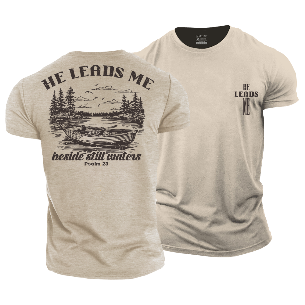 He Leads Me Cotton T-Shirt