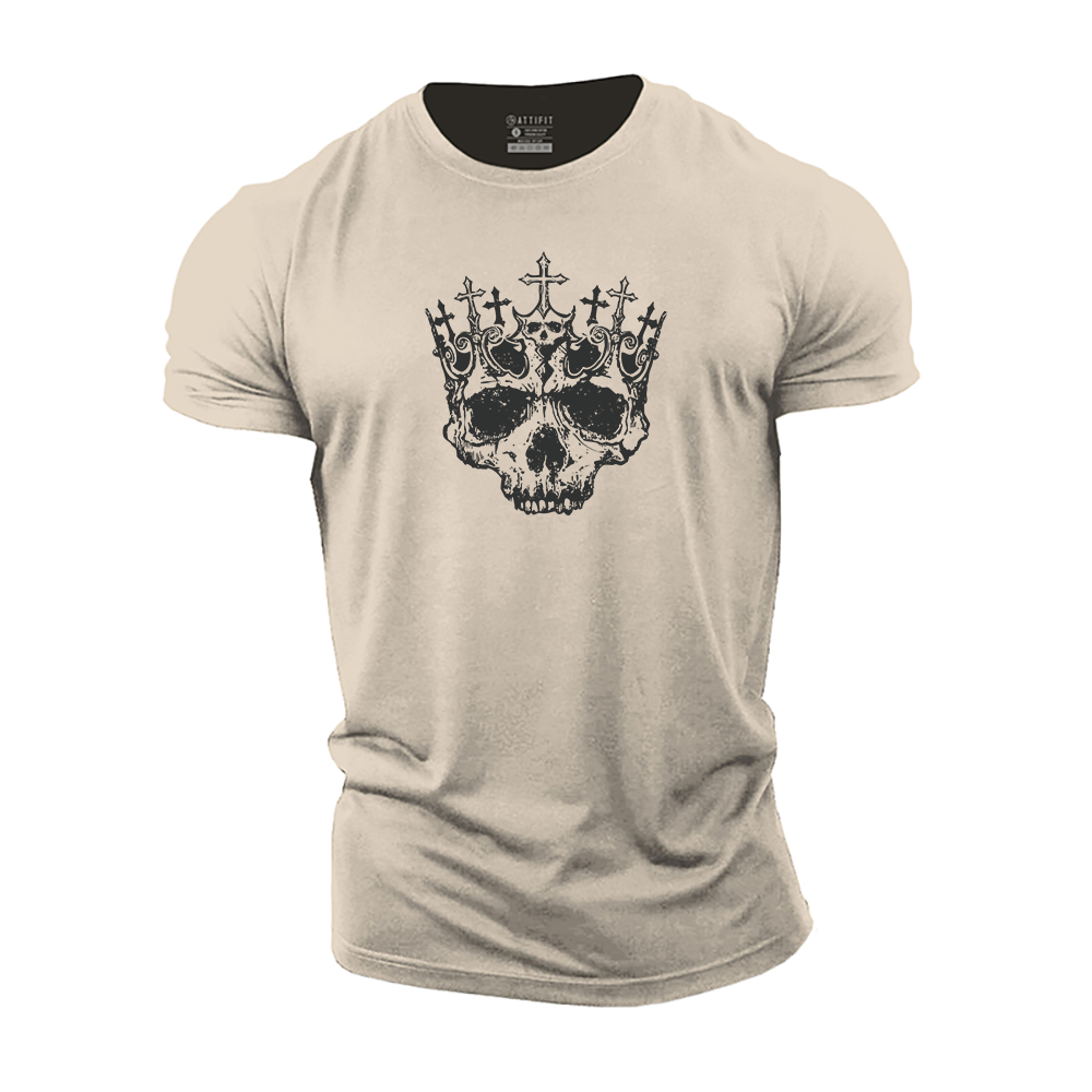 Cross Crown Skull Cotton T-Shirt
