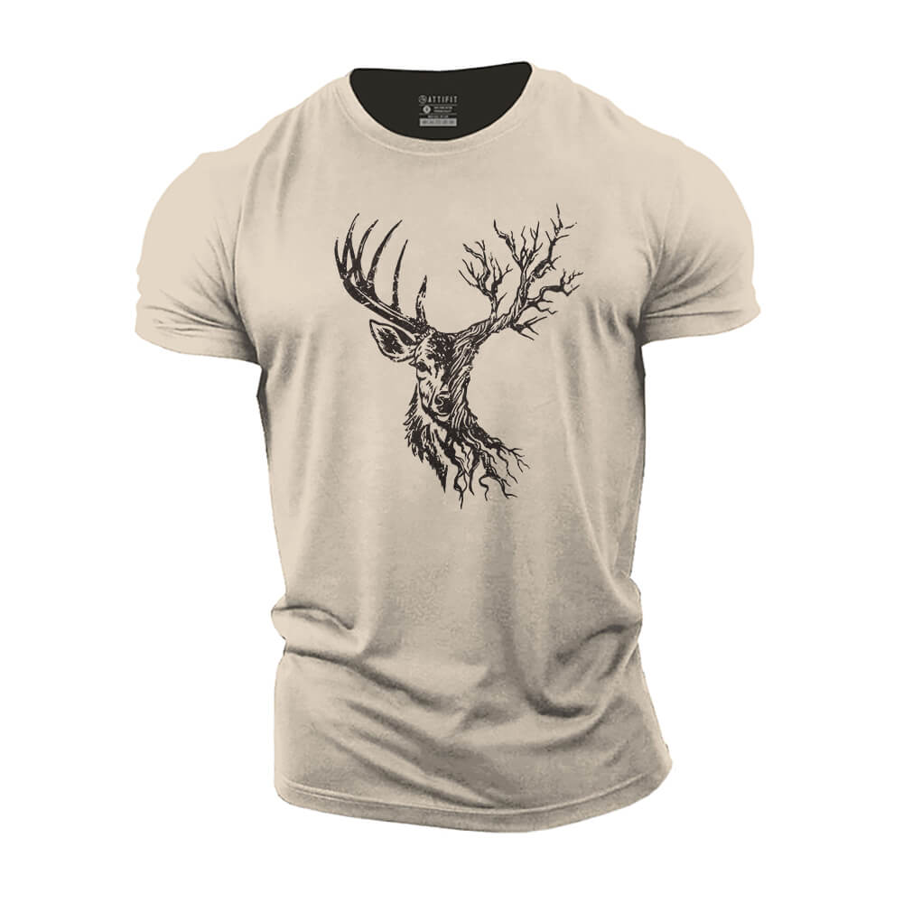 Deer and Tree Cotton T-Shirt