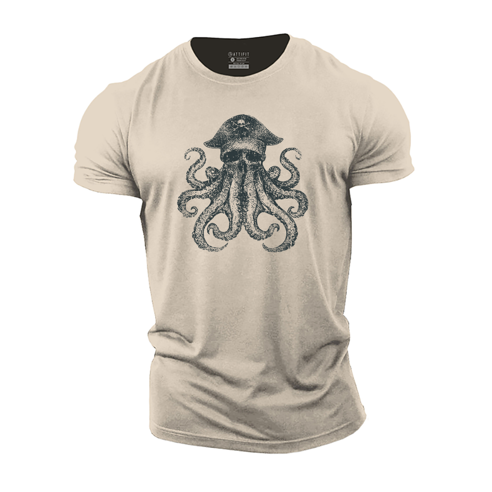 Skull Octopus Pirate Cotton T-Shirt