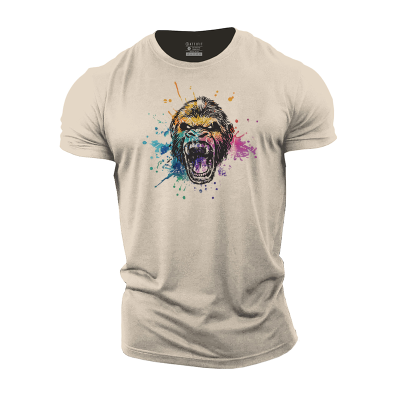 Colorful Ink Splash Gorilla Cotton T-Shirt