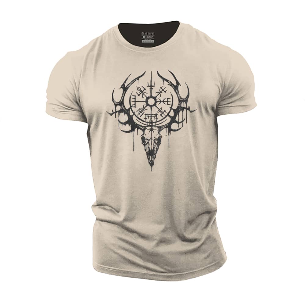 Viking Elk Skull Cotton T-Shirt