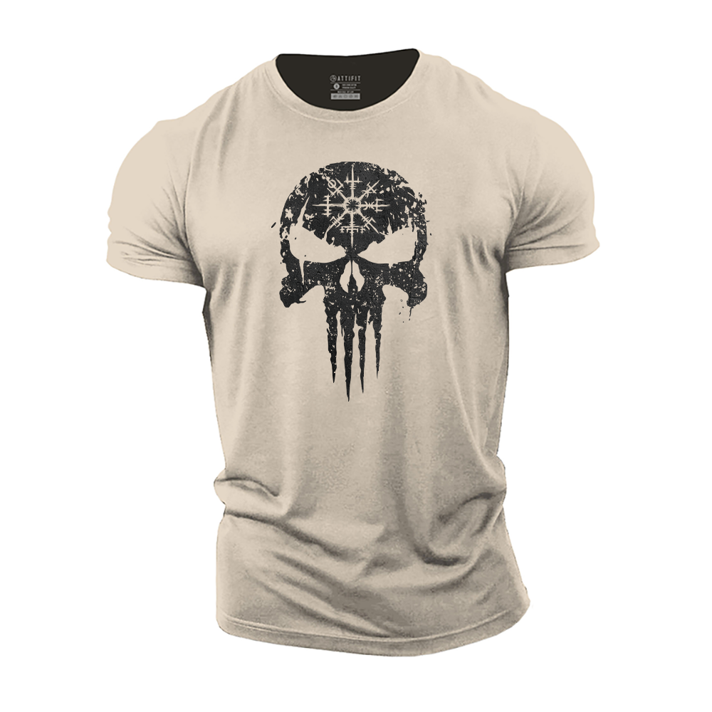 Viking Compass Skull Cotton T-Shirt